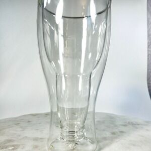 Upside Down Double Walled Insulated Clear‎ Glass Beer Mug Keep it Cool 7"